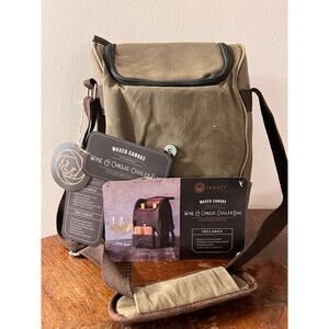 NWT Legacy Waxed 2 Wine Bottle Cooler Bag Cutting Board Knife and Bottle Opener